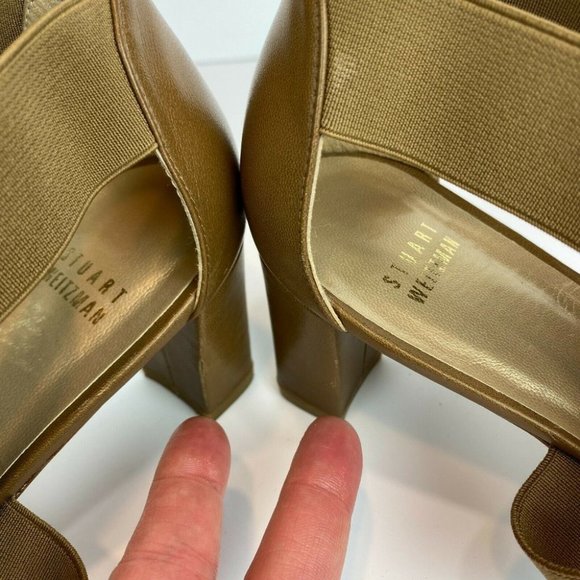 Stuart Weitzman Heeled Sandals 10 Midexter Stretch Strappy Chunky Leather‎ - Picture 10 of 10